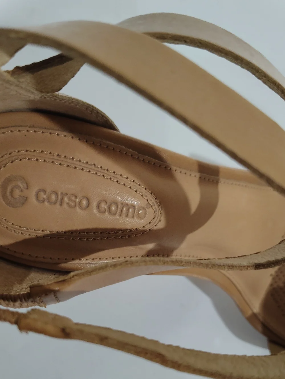 Corso Como Women's Beige Leather Strappy Heel Sandal Size 10
